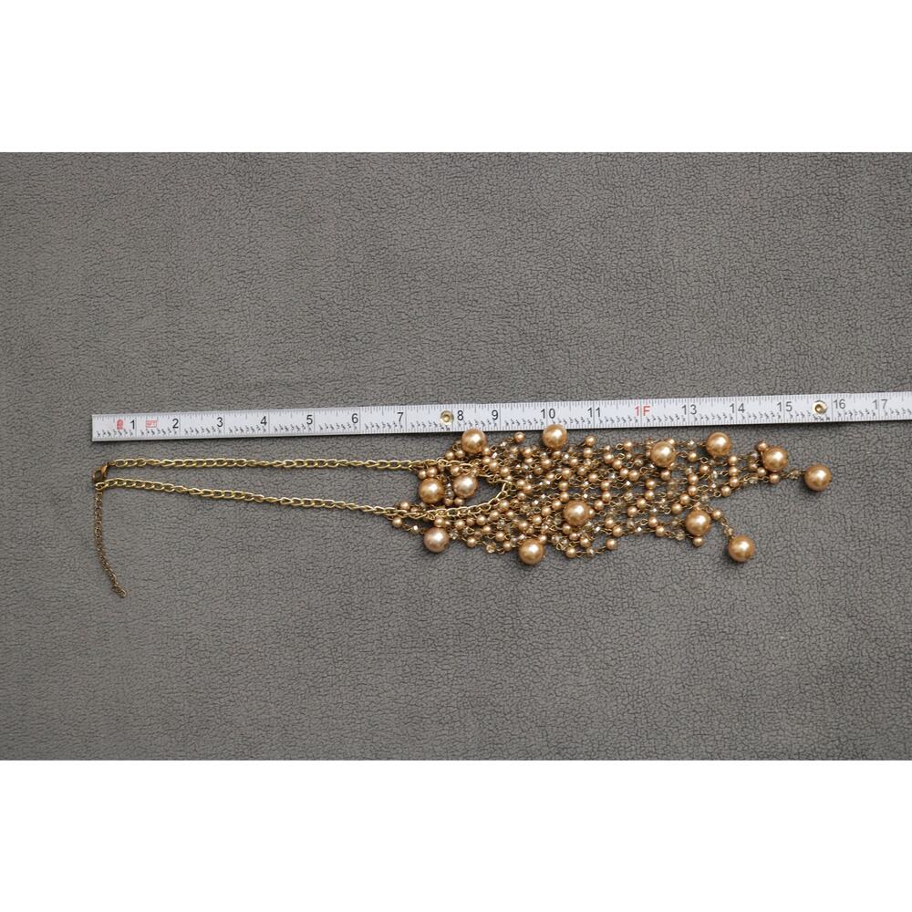 Faux PEARL Necklace Multi Strand 2010s Waterfall Pink Clear 16in - Picture 7 of 11